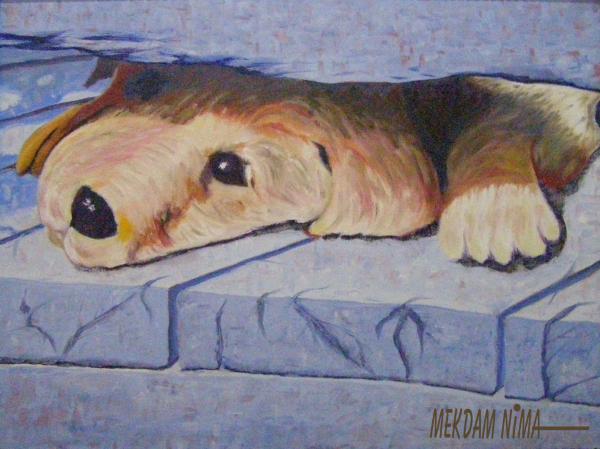 Oil Painting On Canvas - Blue Dog