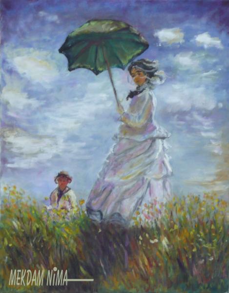 Oil Painting On Canvas - Woman with a Parasol