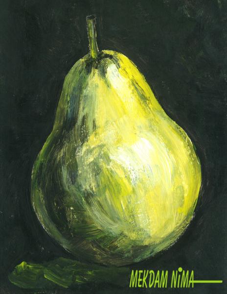 Oil Painting On Canvas - Monochromatic Impressionist Pear