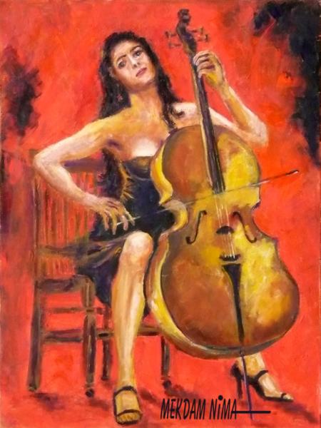 Oil Painting On Canvas - The Cellist